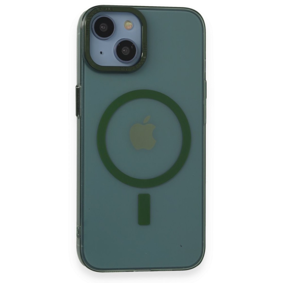 Apple iPhone 13 Kılıf Anka PC Magneticsafe Sert Metal Kapak - Koyu Yeşil