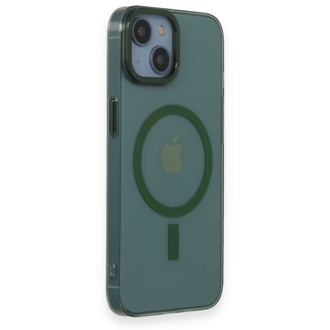 Apple iPhone 13 Kılıf Anka PC Magneticsafe Sert Metal Kapak - Koyu Yeşil