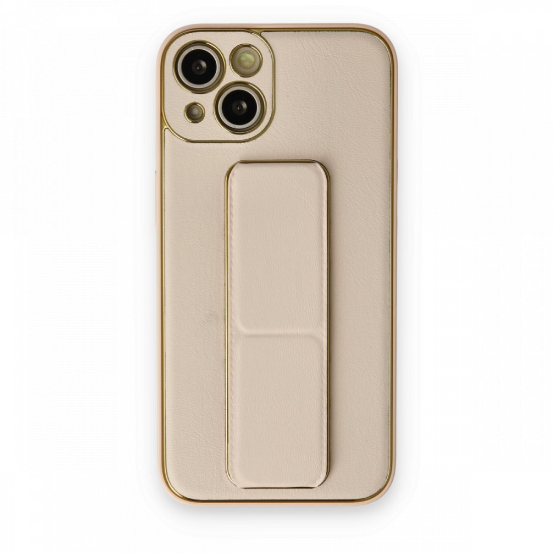 Apple iPhone 13 Kılıf Coco Deri Standlı Kapak - Gold