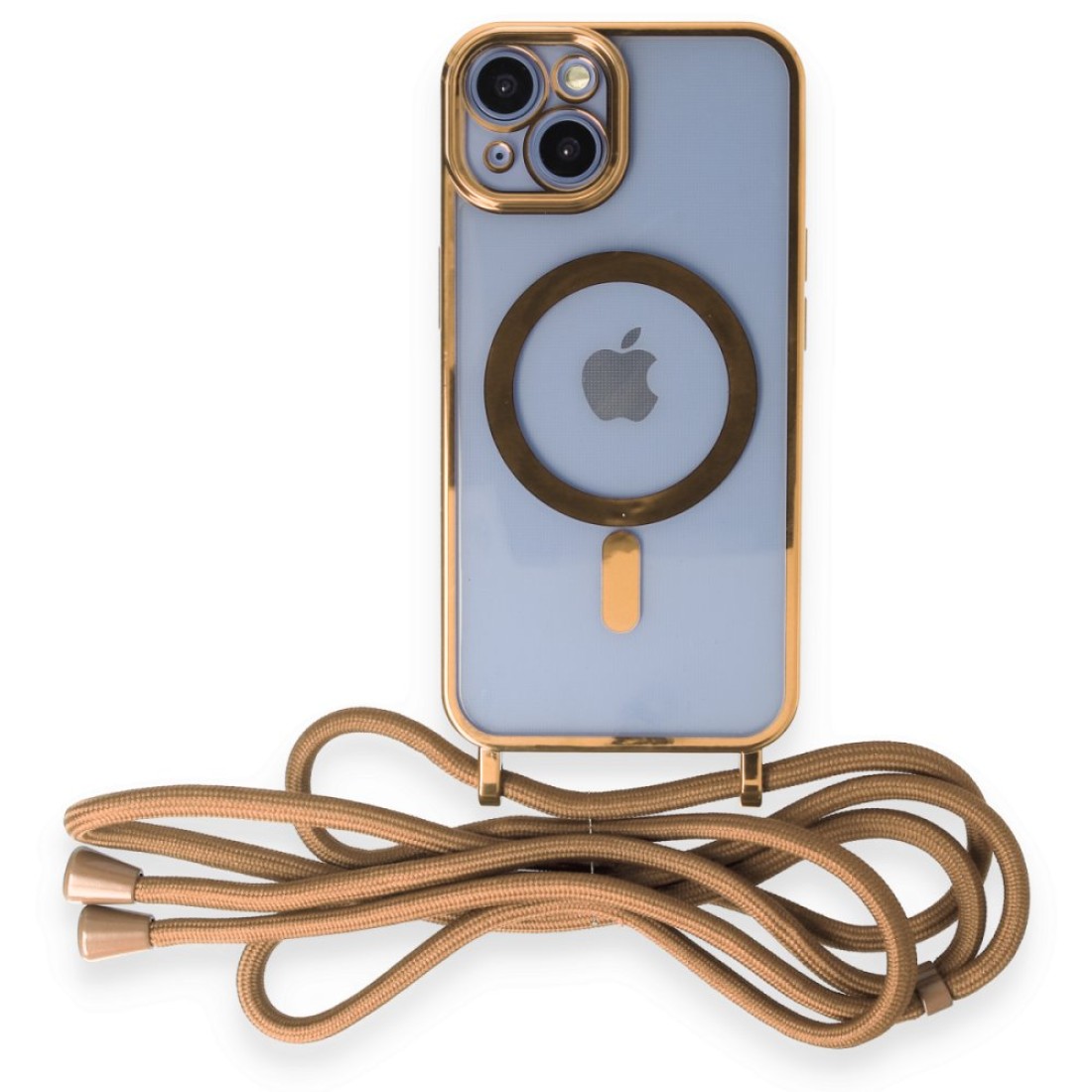 Apple iPhone 13 Kılıf Divo Lazer Askılı Magsafe Kapak - Gold
