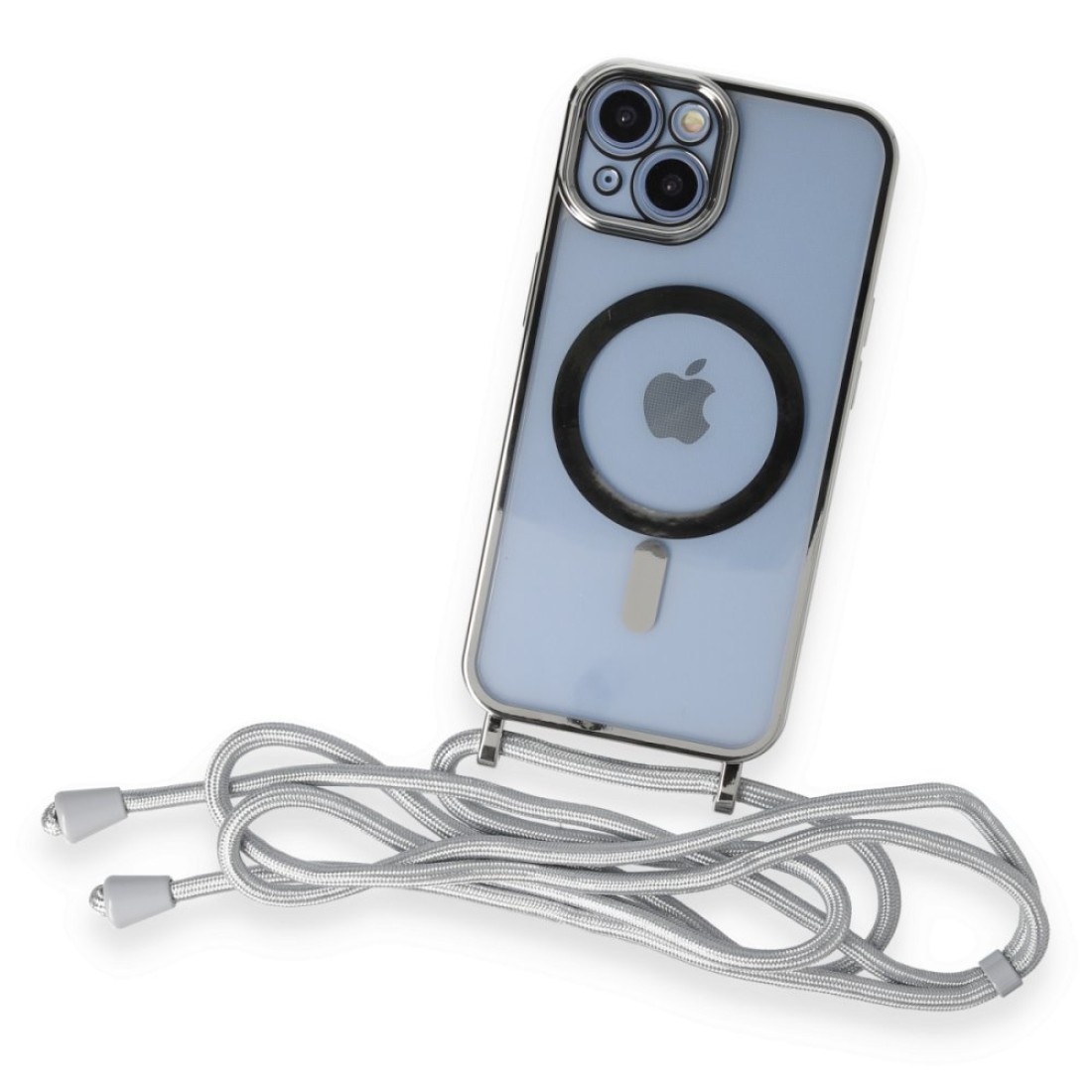 Apple iPhone 13 Kılıf Divo Lazer Askılı Magsafe Kapak - Gümüş