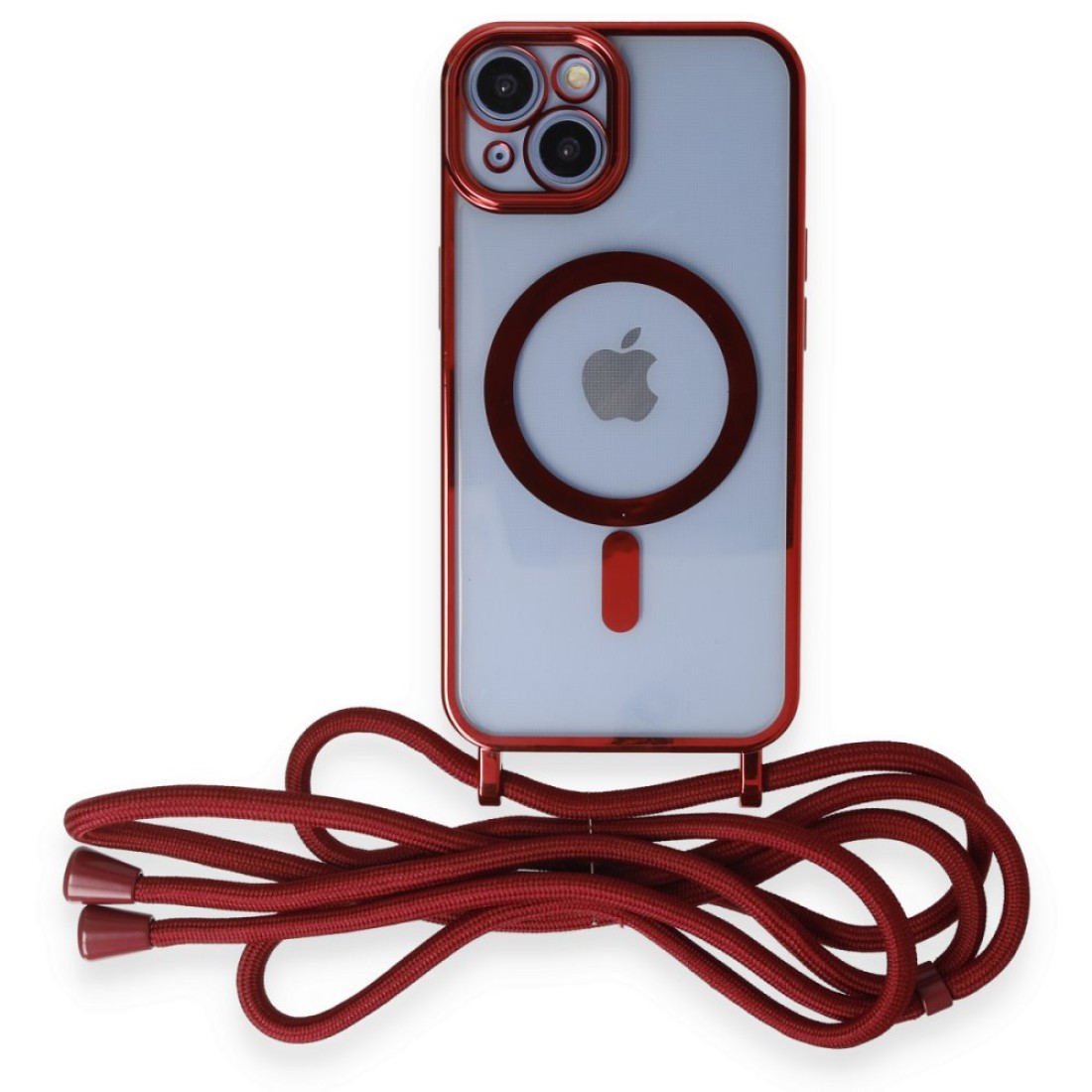 Apple iPhone 13 Kılıf Divo Lazer Askılı Magsafe Kapak - Kırmızı