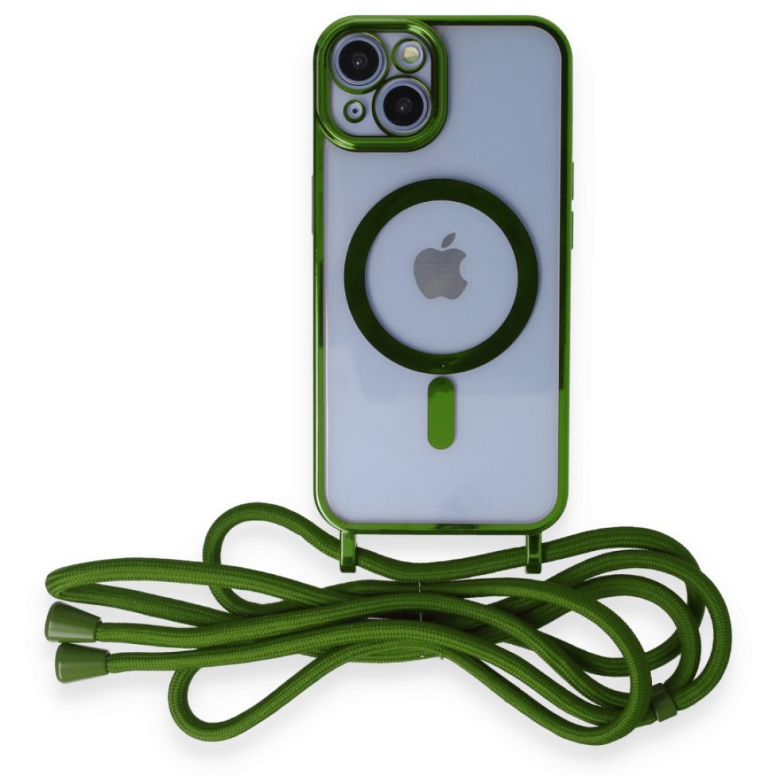 Apple iPhone 13 Kılıf Divo Lazer Askılı Magsafe Kapak - Koyu Yeşil