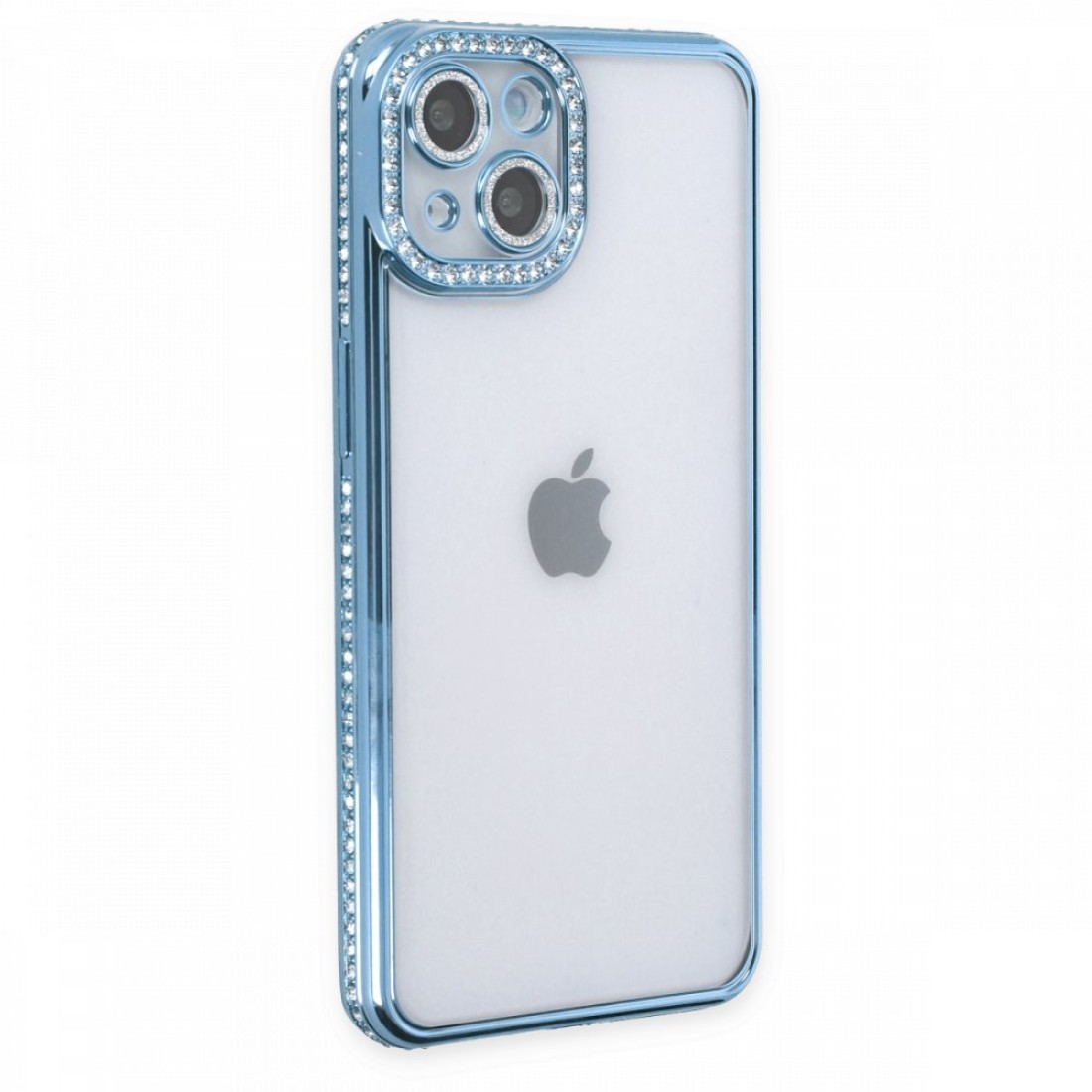Apple iPhone 13 Kılıf Joke Taşlı Silikon - Mavi
