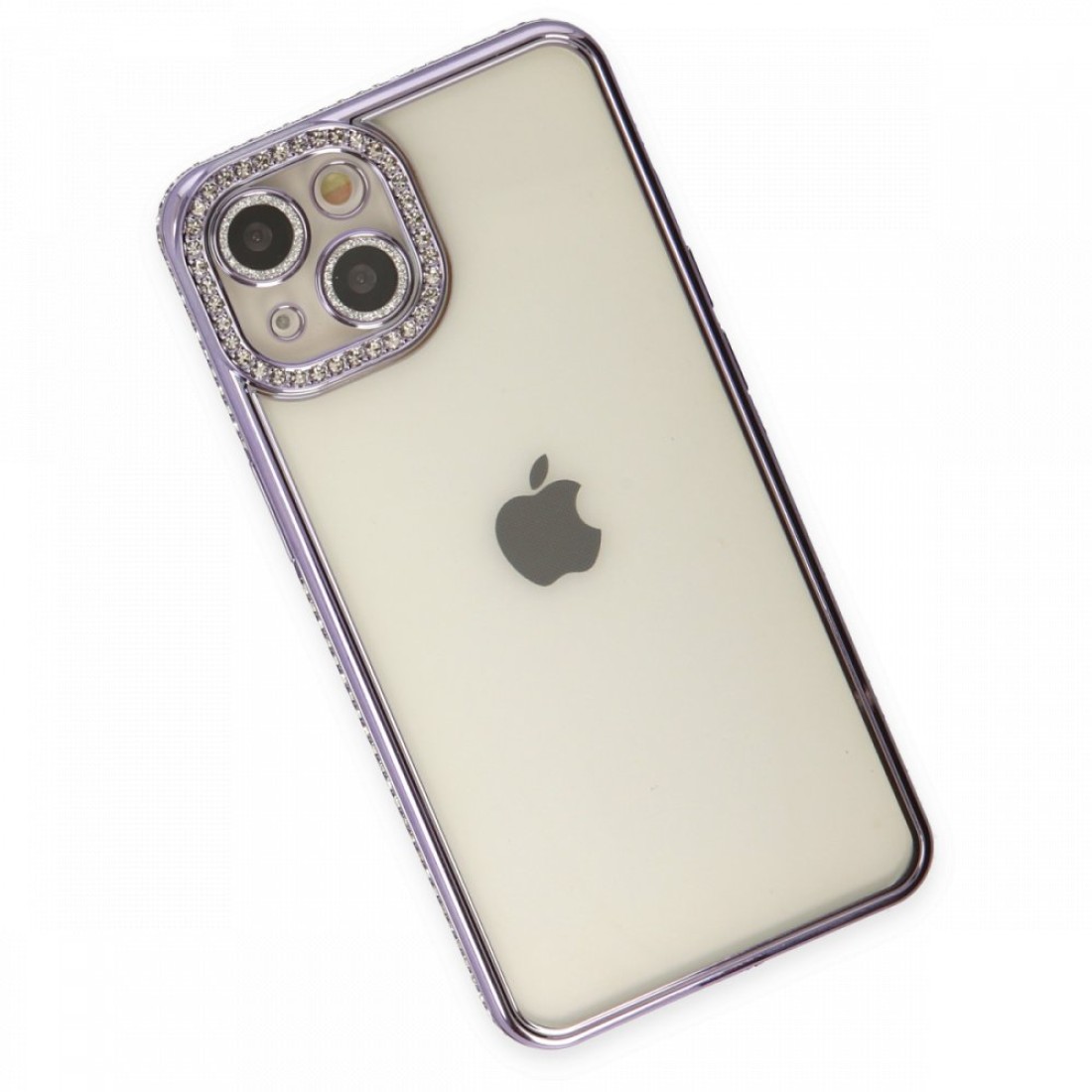 Apple iPhone 13 Kılıf Joke Taşlı Silikon - Mor