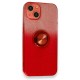 Apple iPhone 13 Kılıf Simli Yüzüklü Silikon - Kırmızı