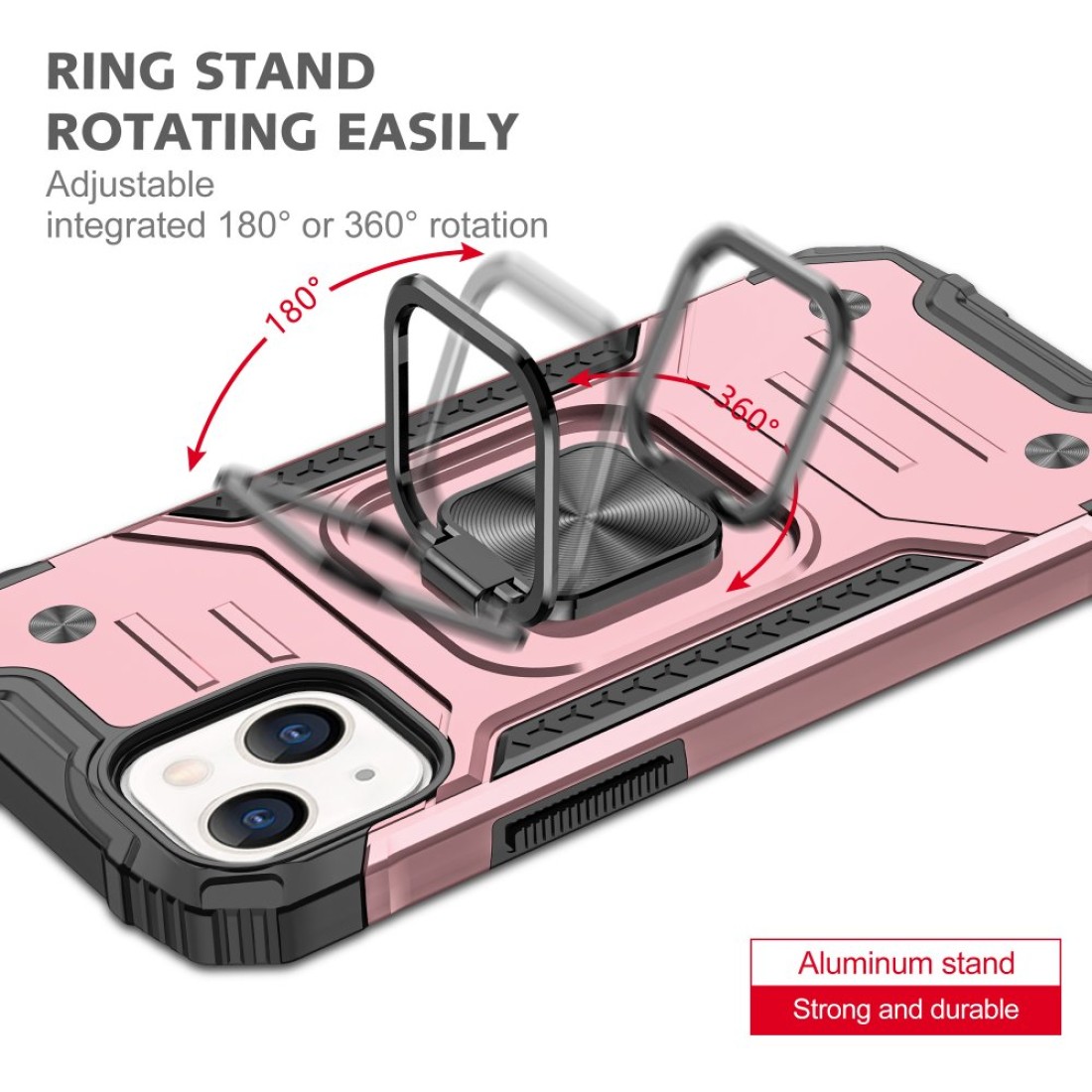 Apple iPhone 13 Kılıf Zegna Yüzüklü Silikon Kapak - Rose