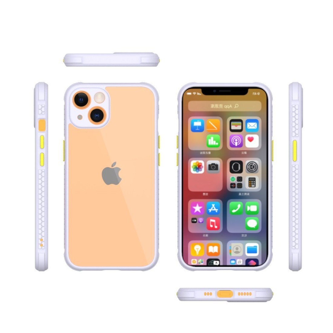 Apple iPhone 13 Mini Kılıf Miami Şeffaf Silikon  - Lila