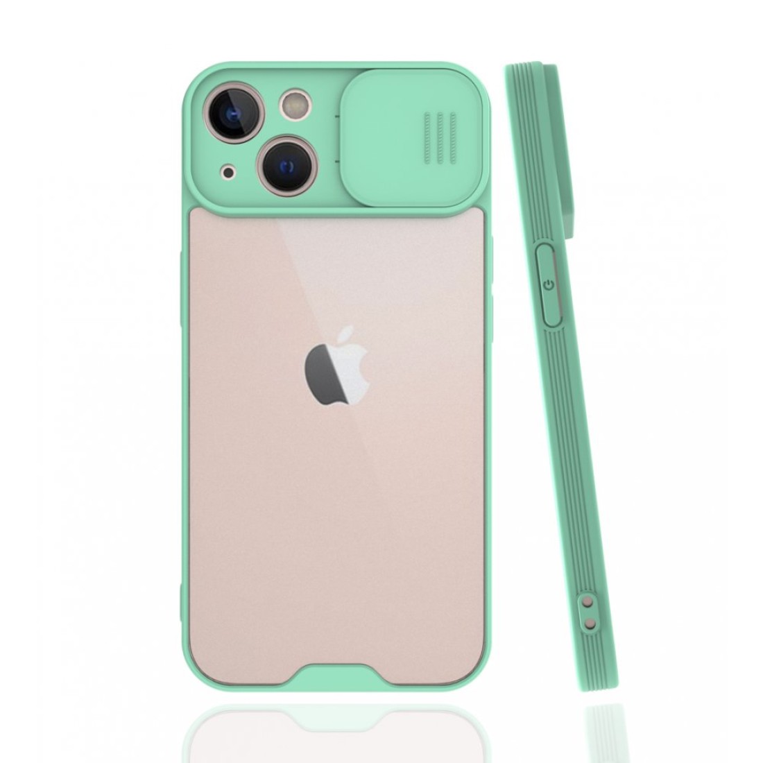 Apple iPhone 13 Mini Kılıf Platin Kamera Koruma Silikon - Açık Yeşil