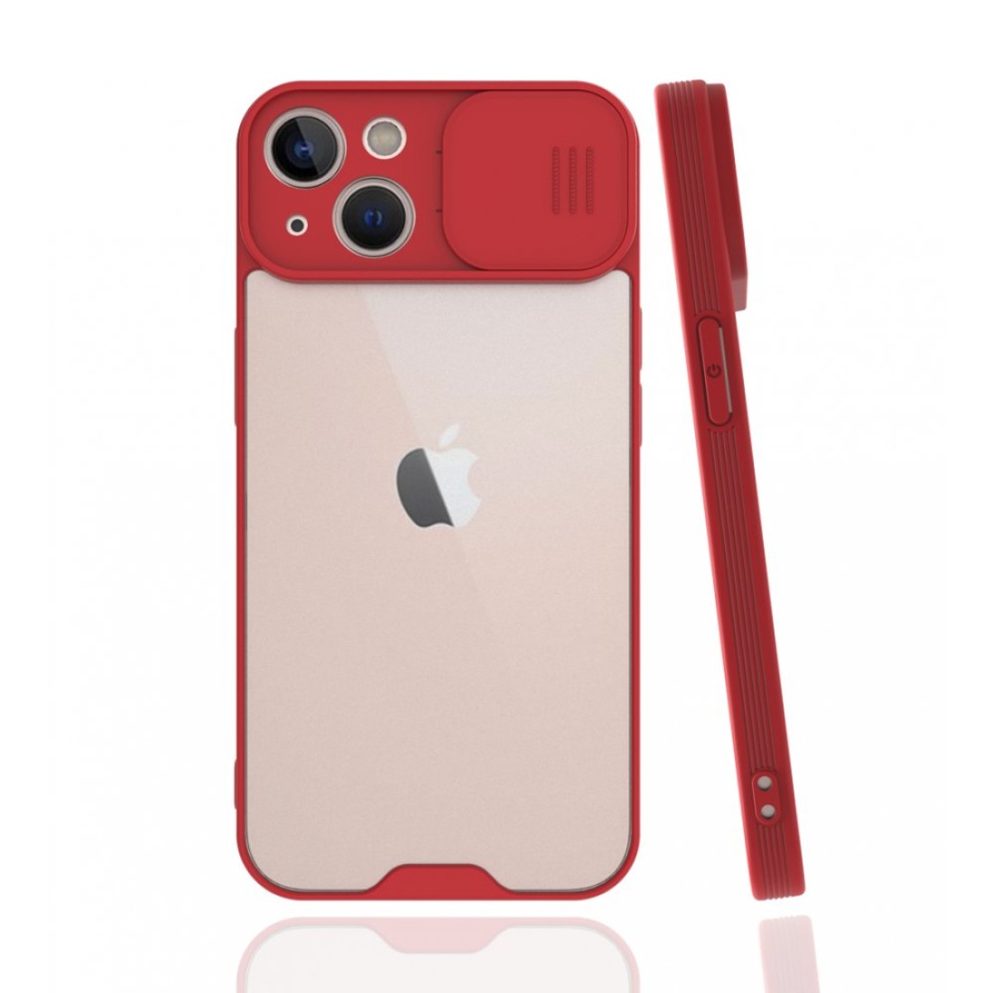 Apple iPhone 13 Mini Kılıf Platin Kamera Koruma Silikon - Kırmızı