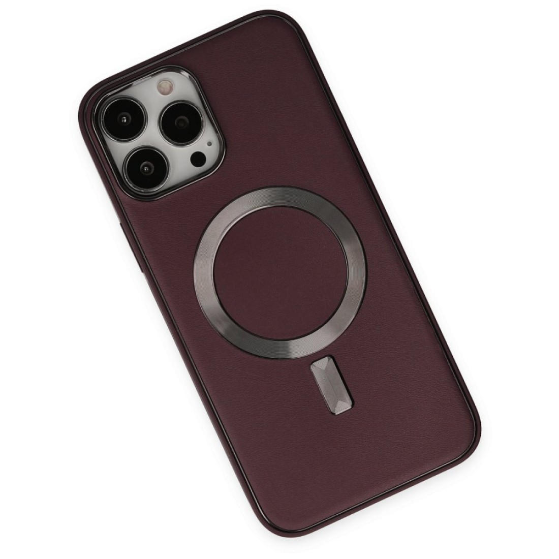 Apple iPhone 13 Pro Kılıf Coco Deri Magneticsafe Silikon - Bordo