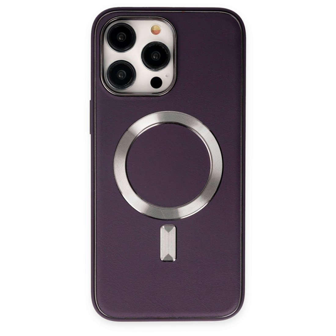 iPhone 13 Pro Kılıf Coco Deri Magneticsafe Silikon - Derin Mor