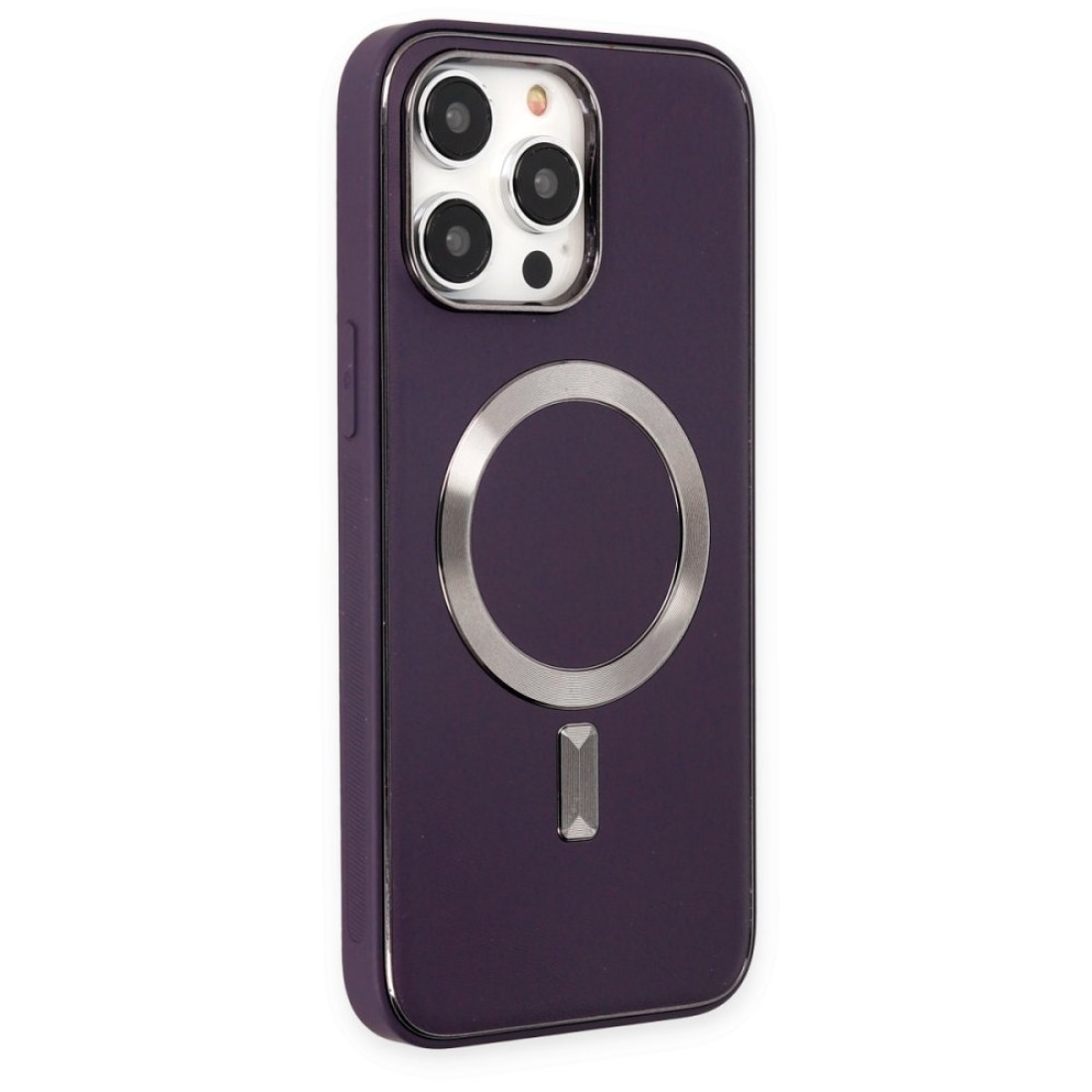 Apple iPhone 13 Pro Kılıf Coco Deri Magneticsafe Silikon - Derin Mor