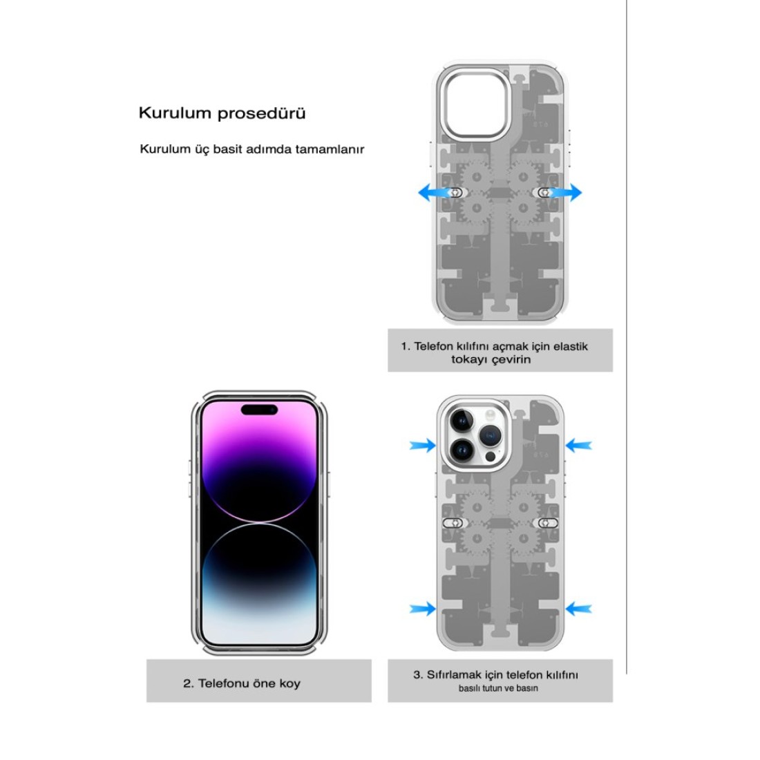 Apple iPhone 13 Pro Kılıf Mekanik Bumper Kapak - Gümüş