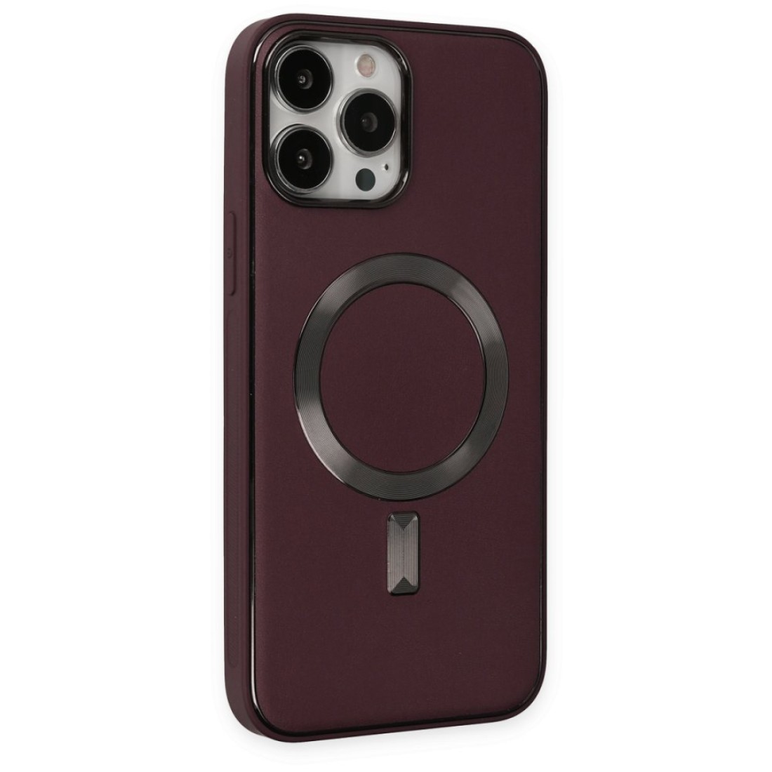 Apple iPhone 13 Pro Max Kılıf Coco Deri Magneticsafe Silikon - Bordo