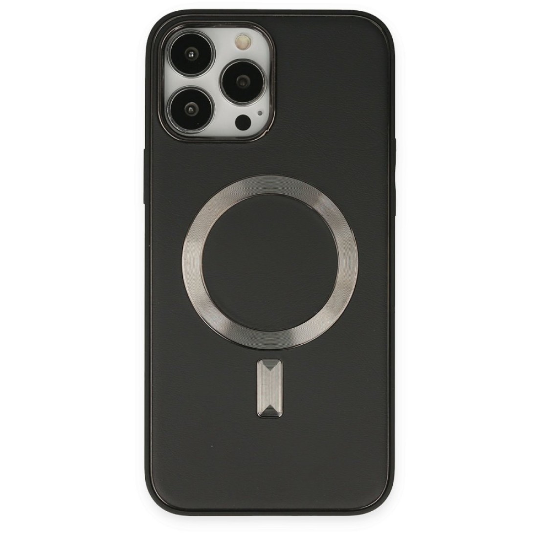 Apple iPhone 13 Pro Max Kılıf Coco Deri Magneticsafe Silikon - Siyah