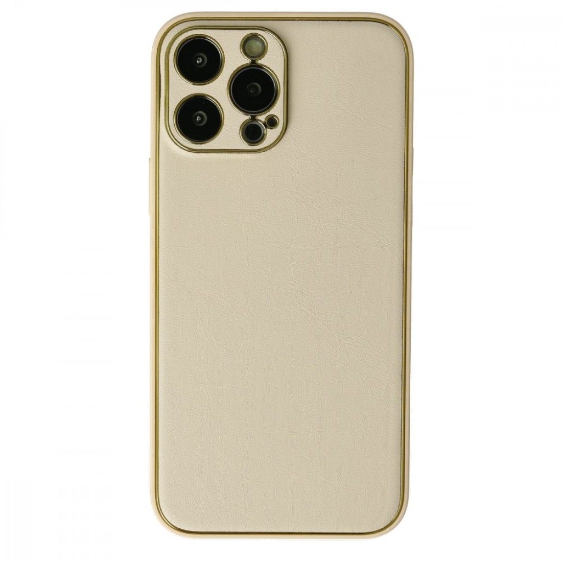 Apple iPhone 13 Pro Max Kılıf Coco Deri Silikon Kapak - Gold