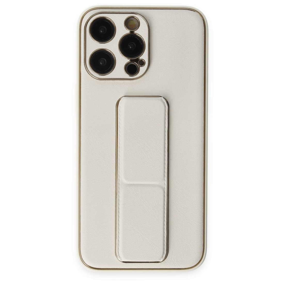 Apple iPhone 13 Pro Max Kılıf Coco Deri Standlı Kapak - Beyaz