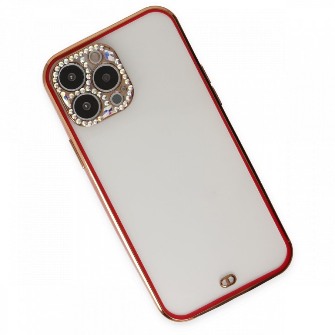 Apple iPhone 13 Pro Max Kılıf Liva Taşlı Silikon - Kırmızı