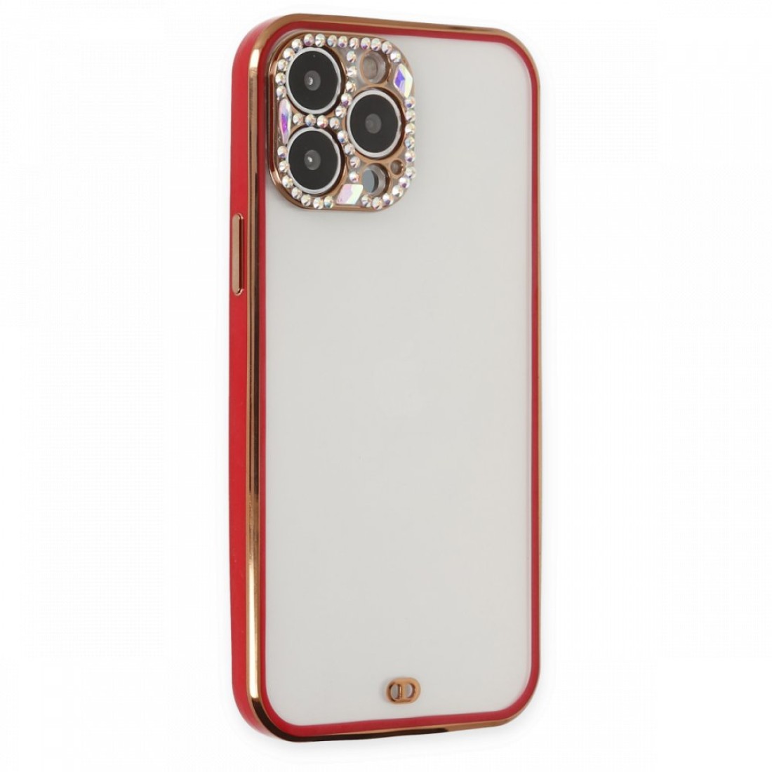 Apple iPhone 13 Pro Max Kılıf Liva Taşlı Silikon - Kırmızı