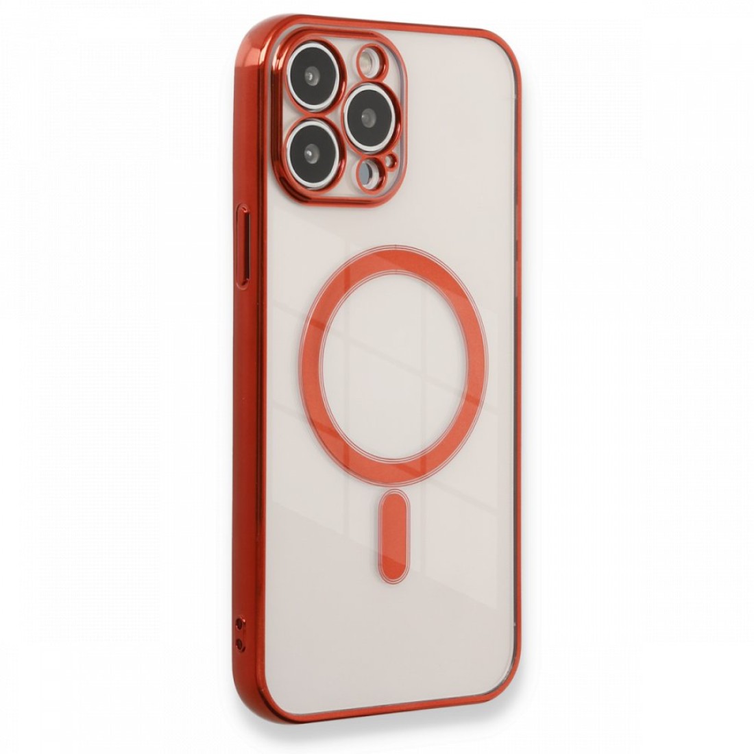 Apple iPhone 13 Pro Max Kılıf Magneticsafe Lazer Silikon - Kırmızı