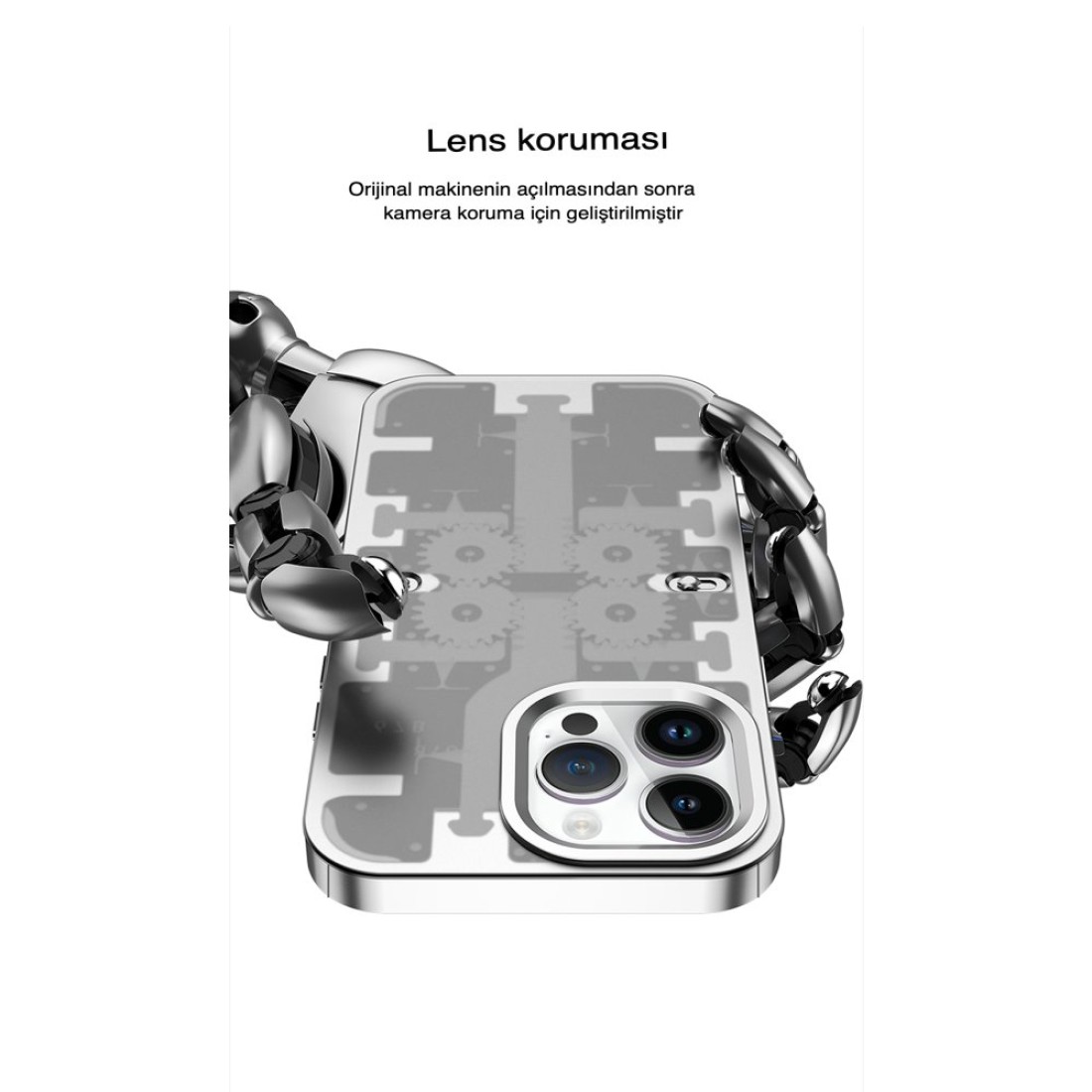 Apple iPhone 13 Pro Max Kılıf Mekanik Bumper Kapak - Gümüş