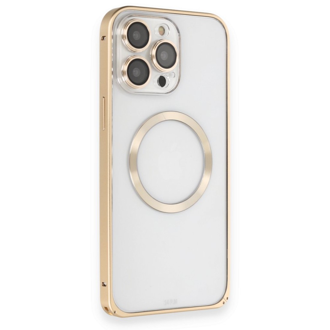 Joko iPhone 13 Pro Max Kılıf Metal Bumper Magneticsafe Kapak - Gold