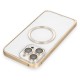 Apple iPhone 13 Pro Max Kılıf Metal Bumper Magneticsafe Kapak - Gold