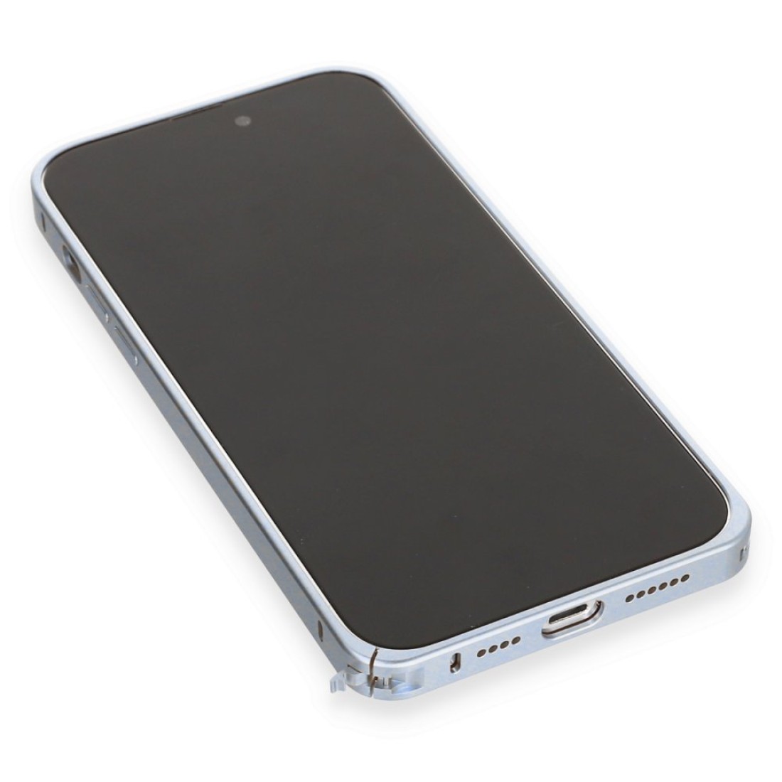 Apple iPhone 13 Pro Max Kılıf Metal Bumper Magneticsafe Kapak - Sierra Blue