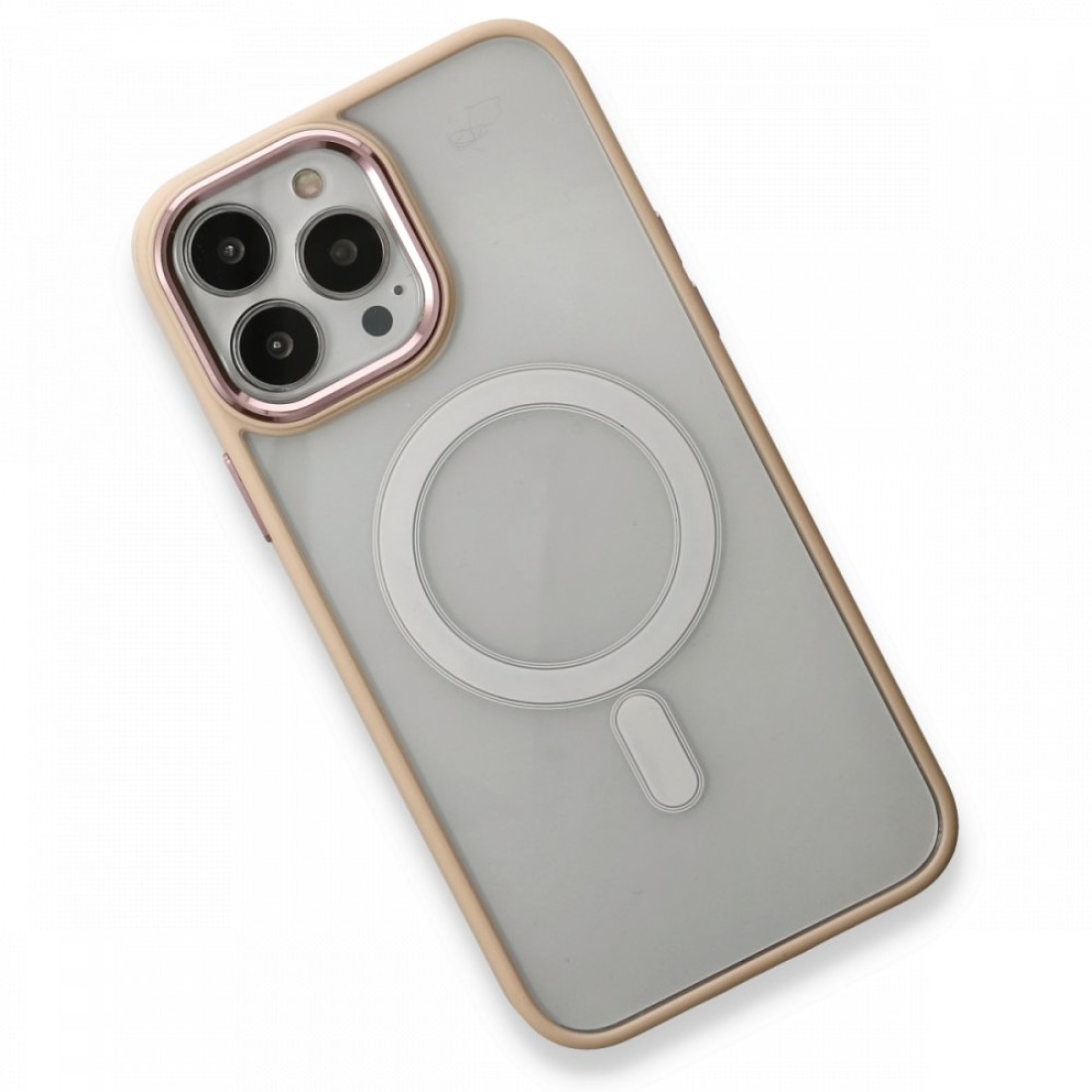 Apple iPhone 13 Pro Max Kılıf Room Magneticsafe Silikon - Pudra
