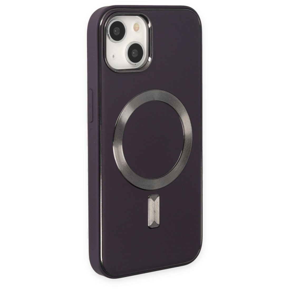 Apple iPhone 14 Kılıf Coco Deri Magneticsafe Silikon - Derin Mor