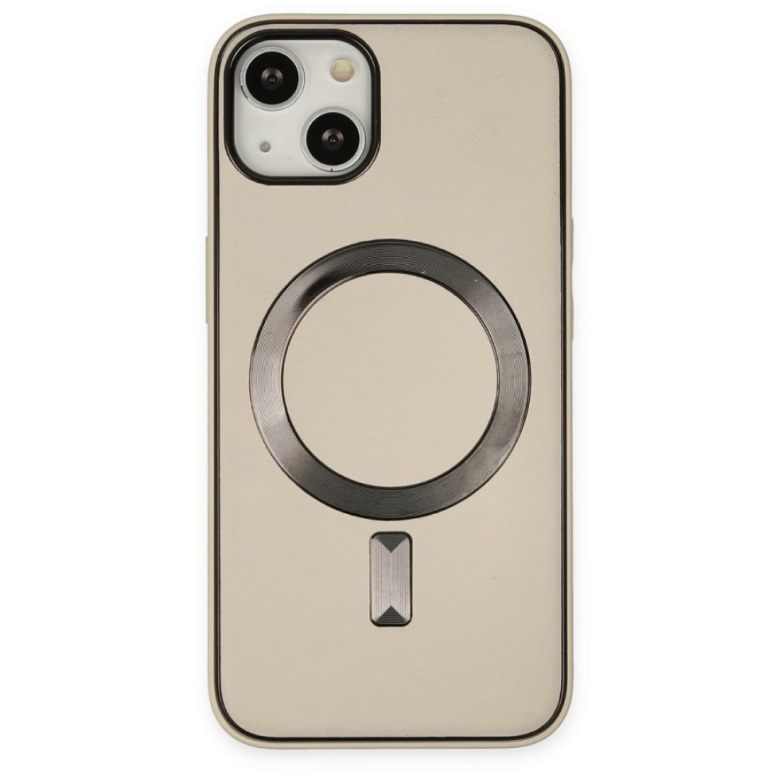 Apple iPhone 14 Kılıf Coco Deri Magneticsafe Silikon - Krem