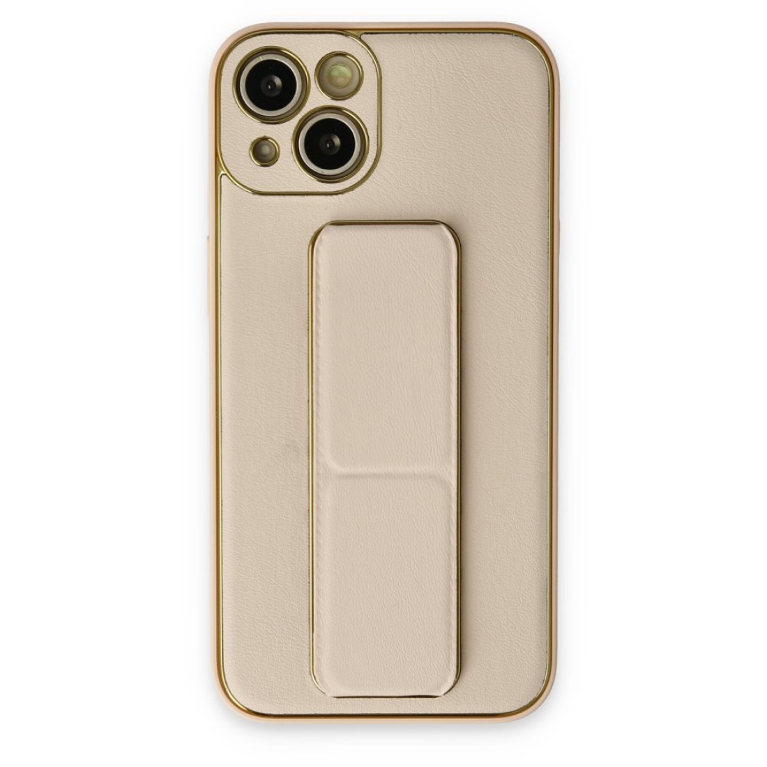 Apple iPhone 14 Kılıf Coco Deri Standlı Kapak - Gold