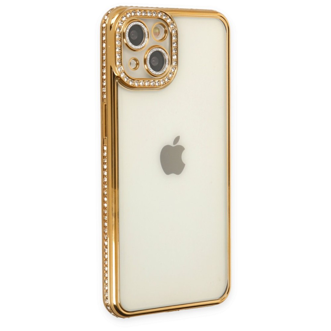 Apple iPhone 14 Kılıf Joke Taşlı Silikon - Gold