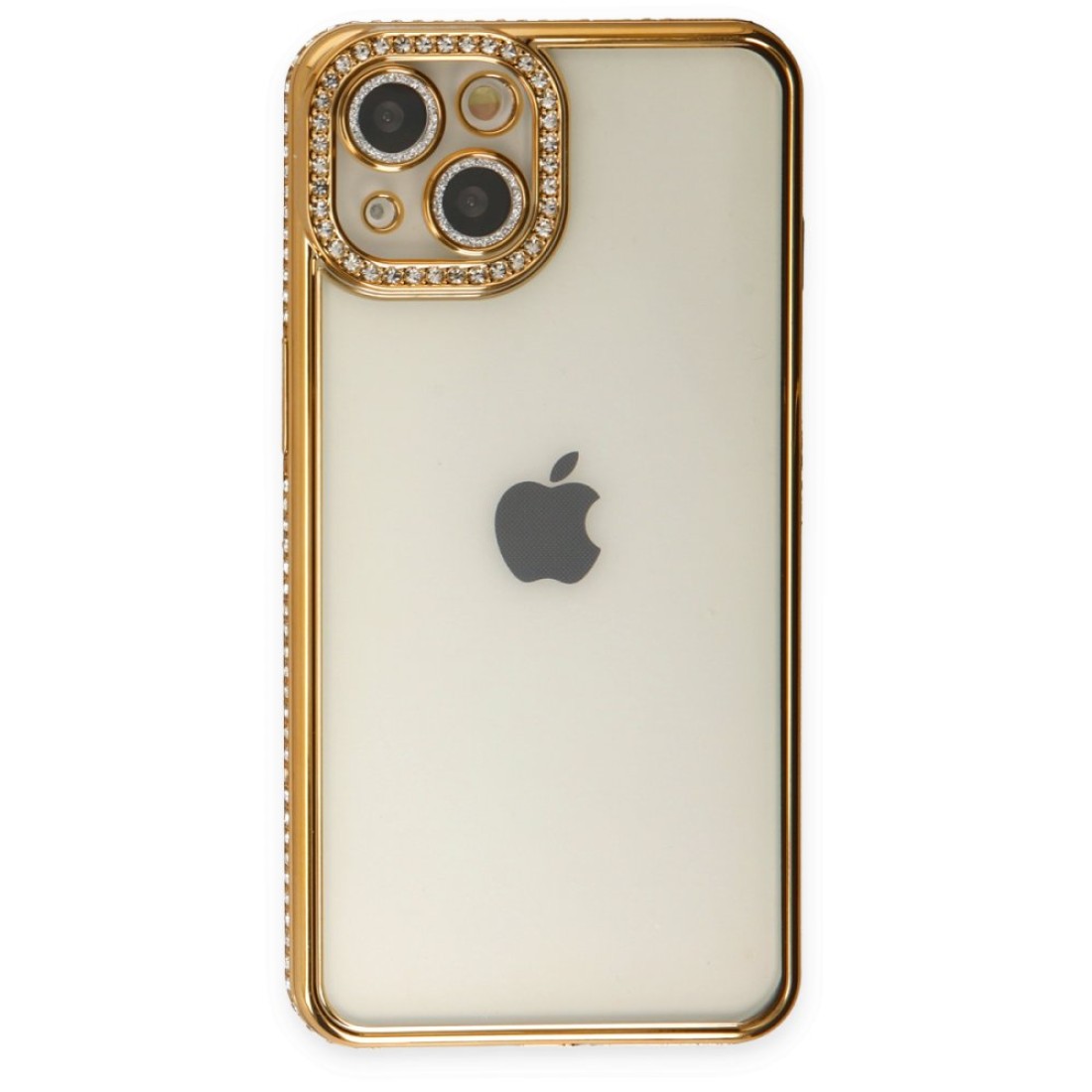 Apple iPhone 14 Kılıf Joke Taşlı Silikon - Gold