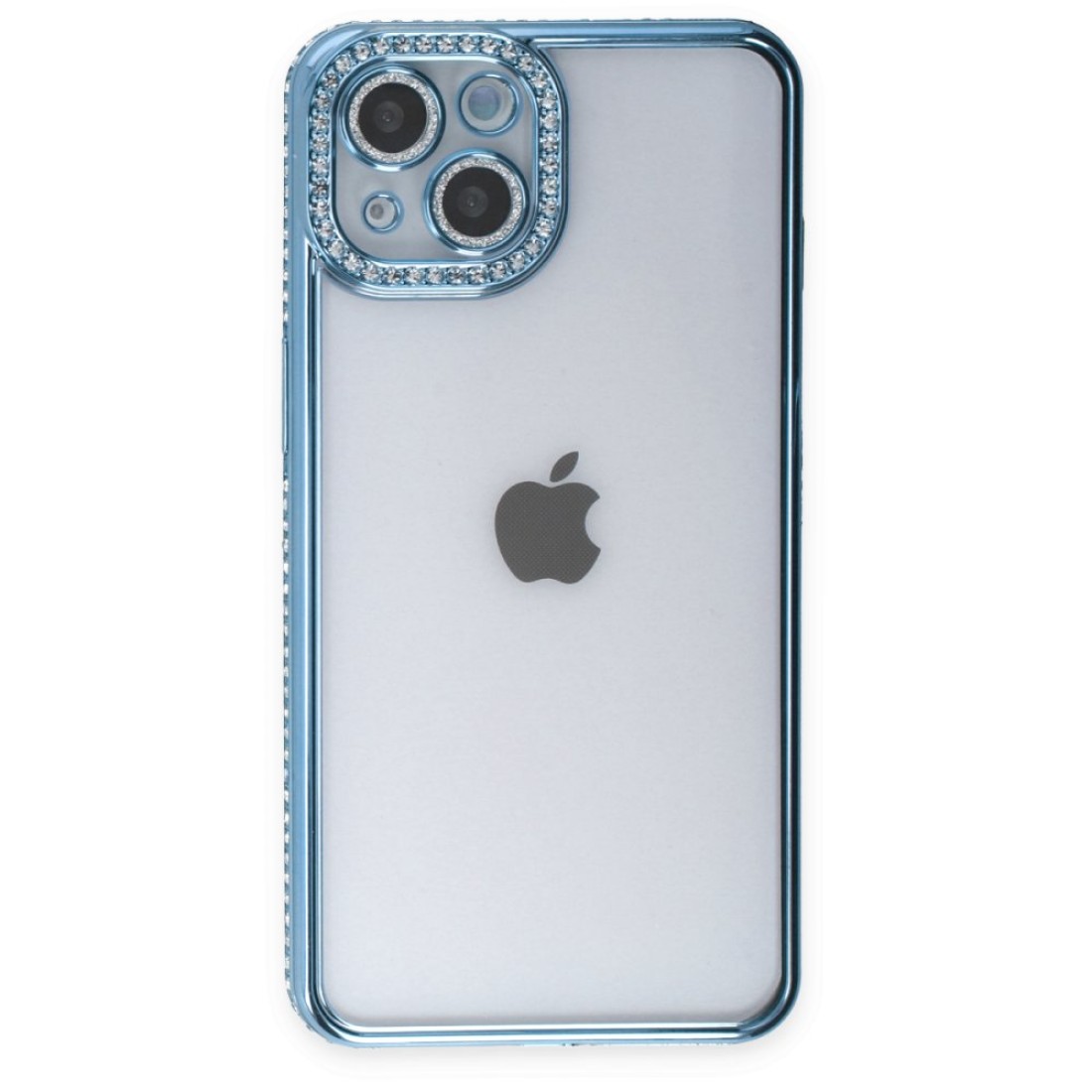 Apple iPhone 14 Kılıf Joke Taşlı Silikon - Mavi