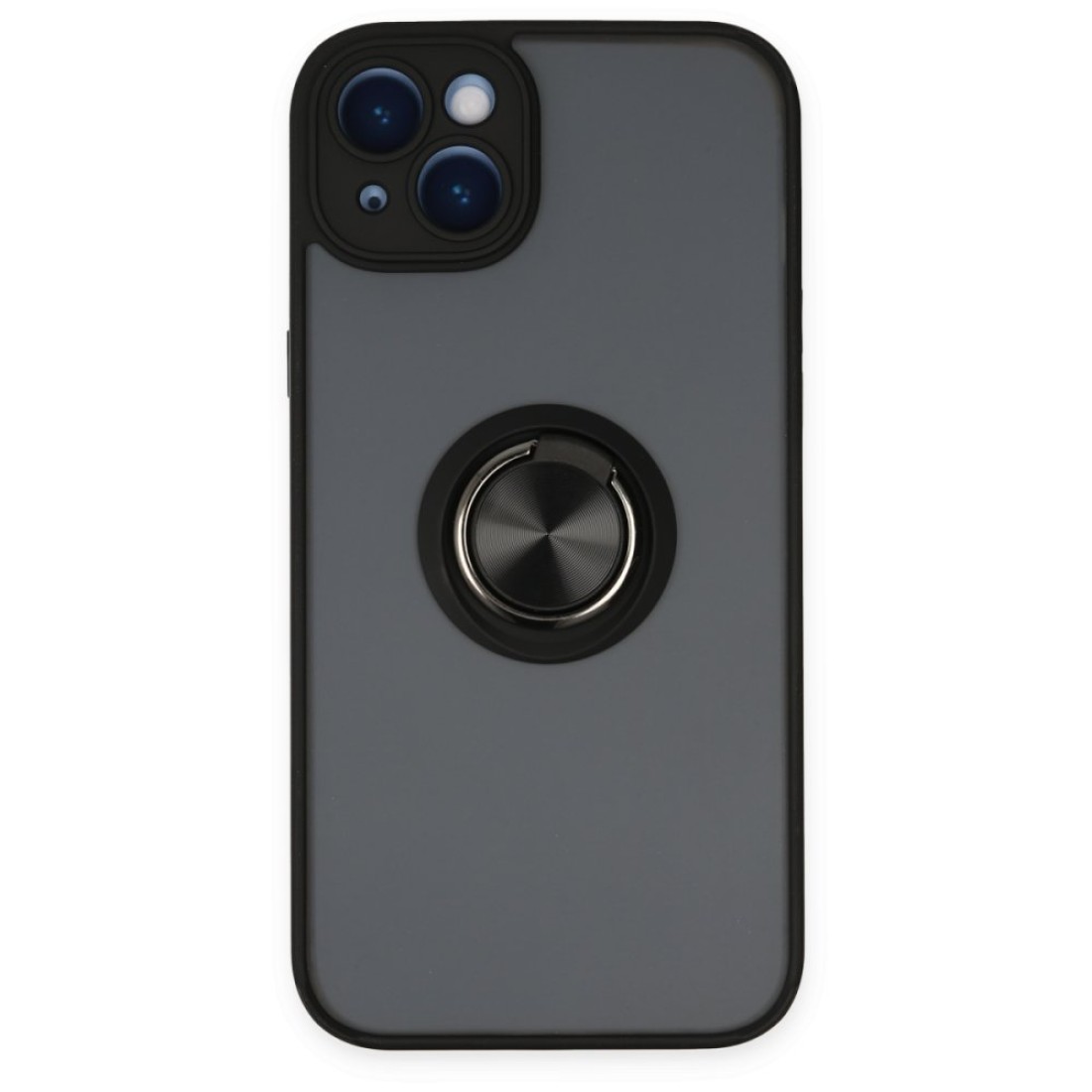 Apple iPhone 14 Kılıf Montreal Yüzüklü Silikon Kapak - Siyah