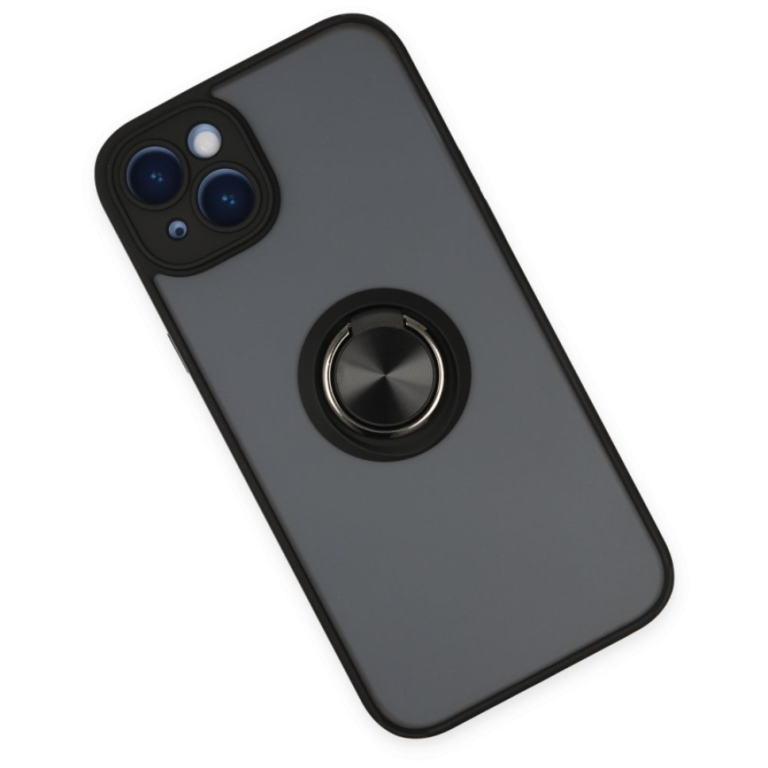 Apple iPhone 14 Kılıf Montreal Yüzüklü Silikon Kapak - Siyah