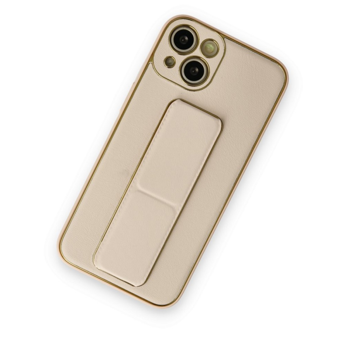 Apple iPhone 14 Plus Kılıf Coco Deri Standlı Kapak - Gold