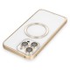 Apple iPhone 14 Pro Kılıf Metal Bumper Magneticsafe Kapak - Gold
