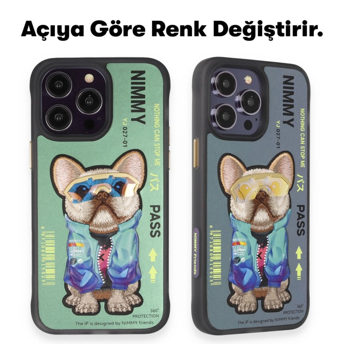 Apple iPhone 14 Pro Kılıf Nimmy Glass Desenli Kapak - Koyu Yeşil