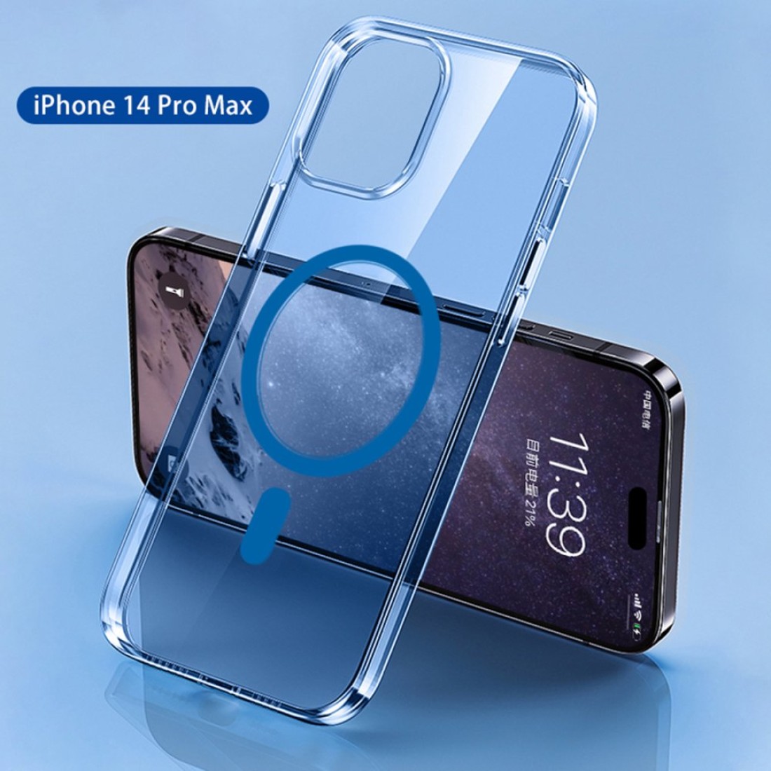 Apple iPhone 14 Pro Kılıf Tron Şeffaf Magsafe Kapak - Mavi