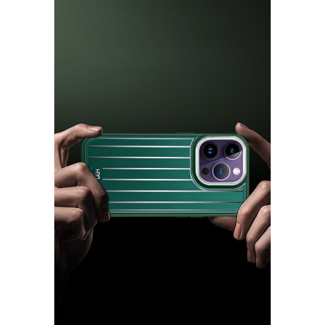 Apple iPhone 14 Pro Max Kılıf HBC-190 Kolaj Kapak - Koyu Yeşil