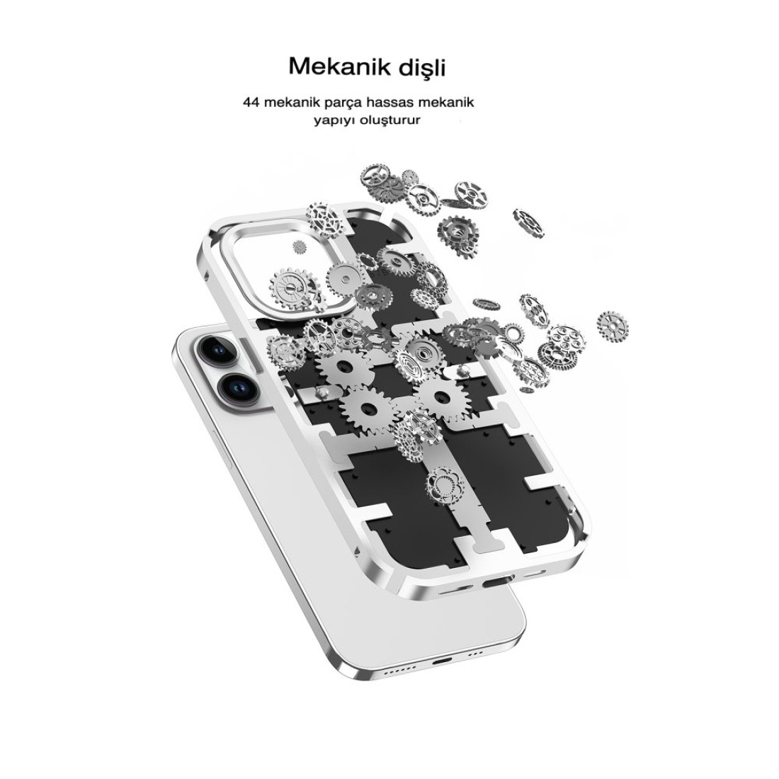Apple iPhone 14 Pro Max Kılıf Mekanik Bumper Kapak - Siyah