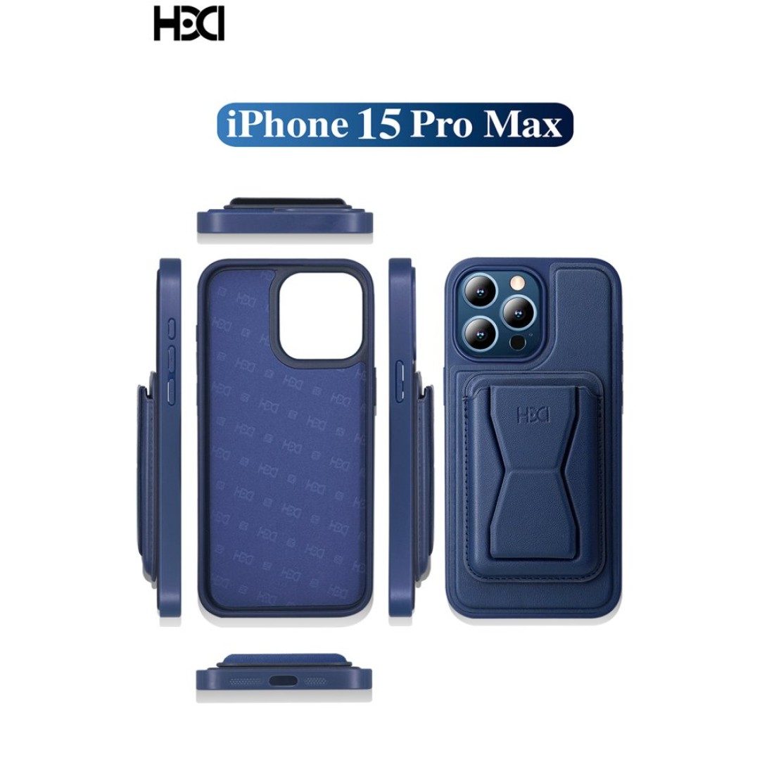 Apple iPhone 15 Pro Kılıf HD Deri Luxury Magnet Kartvizitli Kapak - Derin Mor