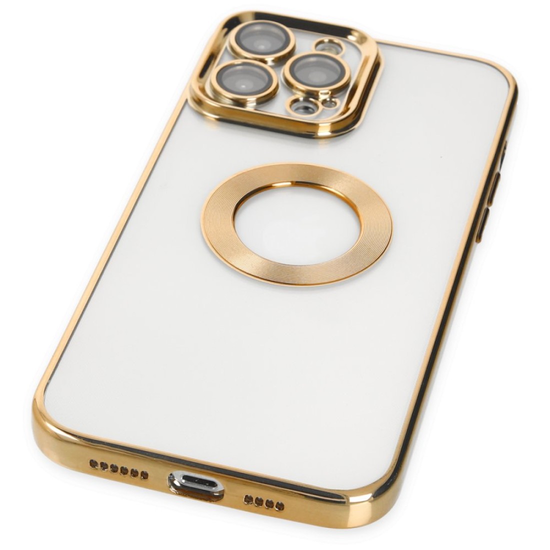 Apple iPhone 15 Pro Max Kılıf Slot Silikon - Gold