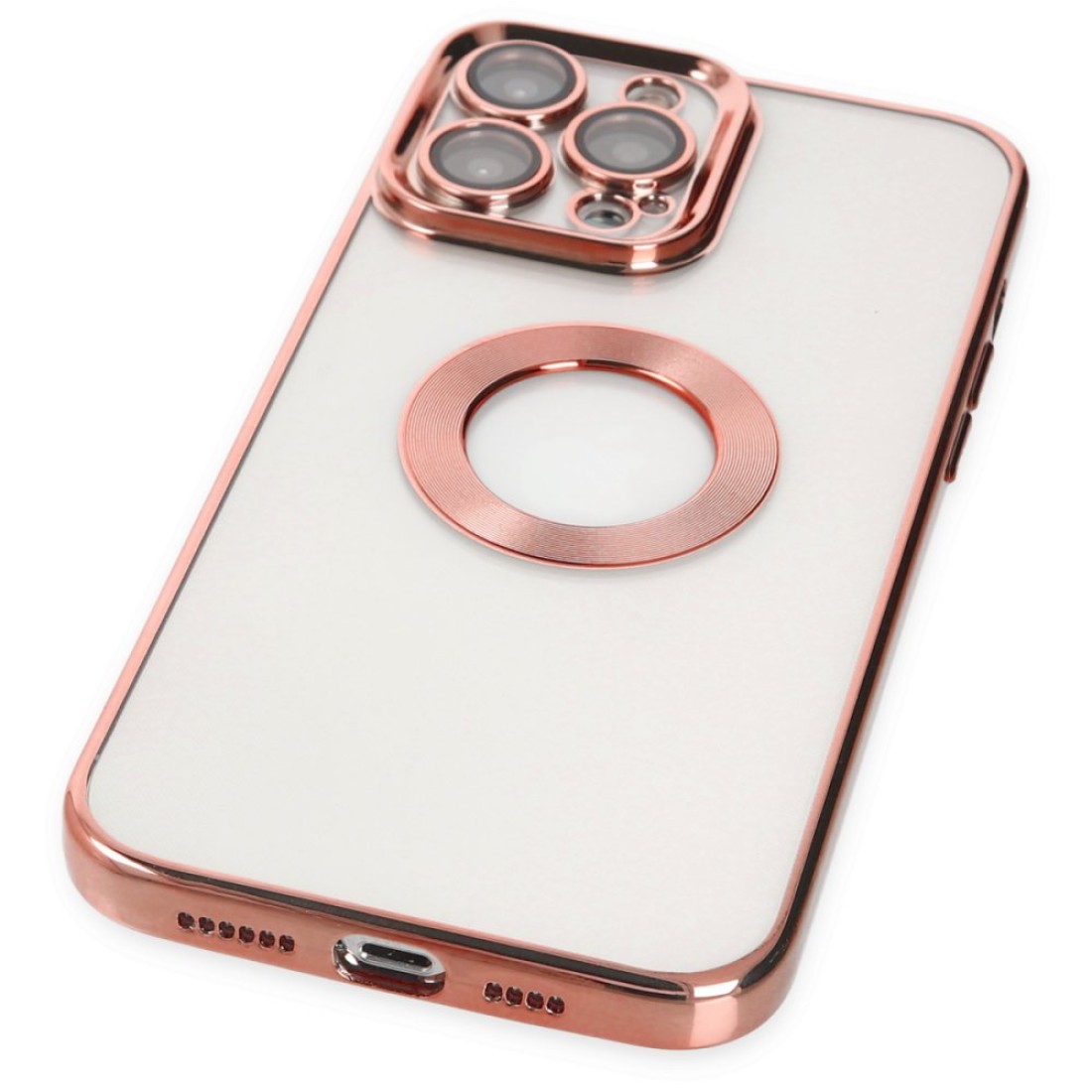 Apple iPhone 15 Pro Max Kılıf Slot Silikon - Rose Gold