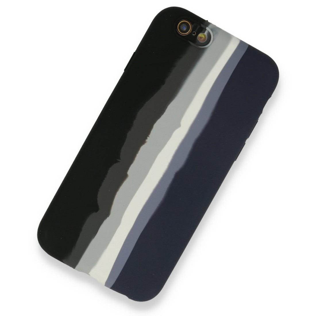 Apple iPhone 6 Kılıf Ebruli Lansman Silikon - Siyah-Lacivert