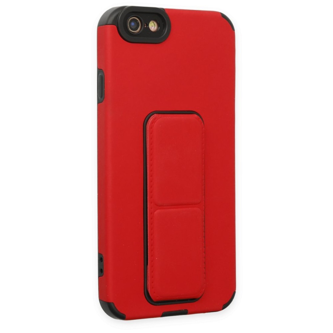 Apple iPhone 6 Kılıf Mega Standlı Silikon - Kırmızı