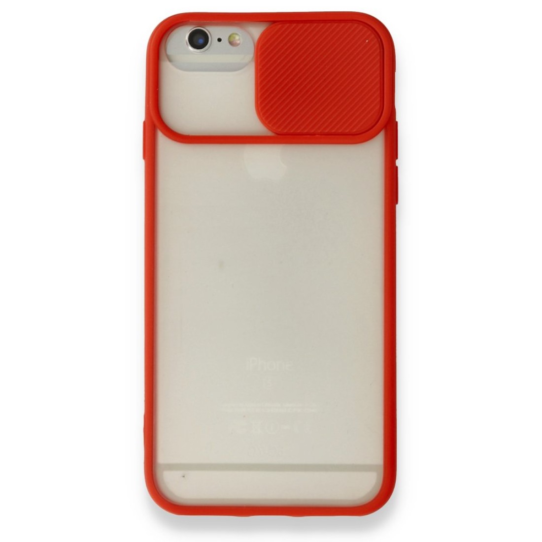 Apple iPhone 6 Kılıf Palm Buzlu Kamera Sürgülü Silikon - Kırmızı